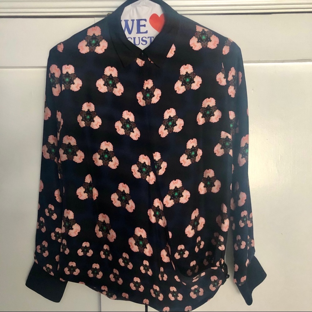 Corey Lynn Calter blue and pink floral blouse